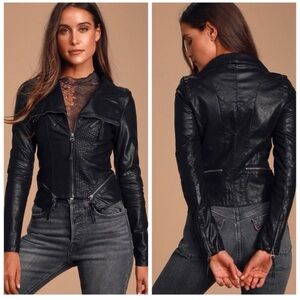 Lulu’s Up on a Tuesday Vegan Leather Jacket Size Small